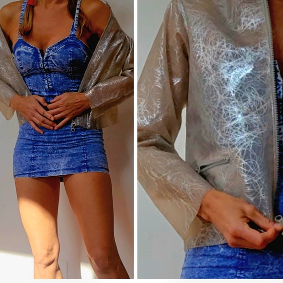 Moda operandi ny fashion week sample vinyl w metallic thread rain  jacket S/m - Picture 2 of 8